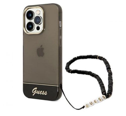 Guess Translucent Pearl Strap Apple iPhone 14 Pro hátlap tok , fekete