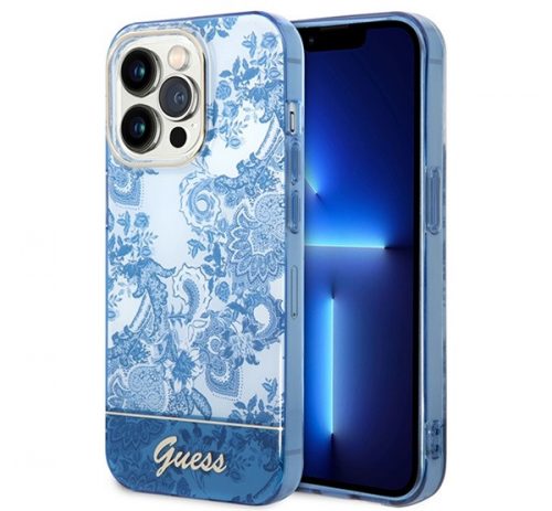 Guess Porcelain Collection Apple iPhone 14 Pro hátlap tok , kék