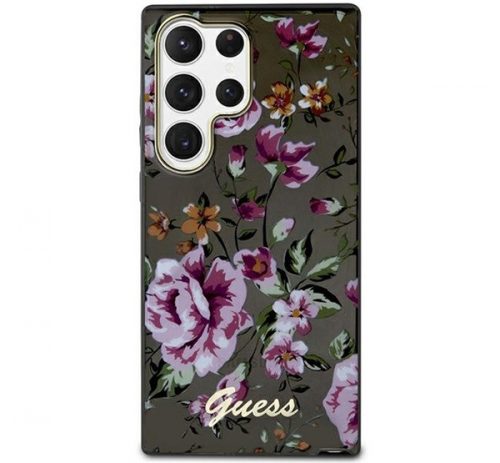 Guess Flower Collection Samsung Galaxy S23 Ultra hátlap tok , fekete