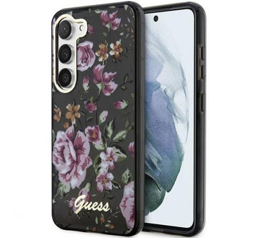 Guess Flower Collection Samsung Galaxy S23 hátlap tok , fekete