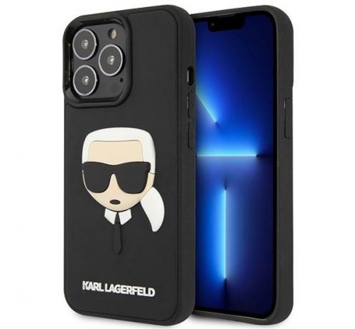 Karl Lagerfeld 3D Rubber Karl's Head Apple iPhone 14 Pro hátlap tok, fekete