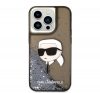 Karl Lagerfeld Glitter Karl Head Apple iPhone 14 Pro hátlap tok, fekete