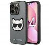 Karl Lagerfeld Saffiano Choupette Head Patch Apple iPhone 14 Pro hátlap tok, ezüst