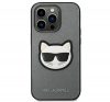 Karl Lagerfeld Saffiano Choupette Head Patch Apple iPhone 14 Pro hátlap tok, ezüst