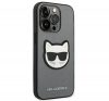 Karl Lagerfeld Saffiano Choupette Head Patch Apple iPhone 14 Pro hátlap tok, ezüst