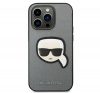 Karl Lagerfeld Saffiano Karl's Head Patch Apple iPhone 14 Pro hátlap tok, ezüst