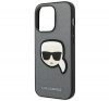 Karl Lagerfeld Saffiano Karl's Head Patch Apple iPhone 14 Pro hátlap tok, ezüst