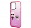 Karl Lagerfeld Gradient Ikonik Karl & Choupette Apple iPhone 14 Pro hátlap tok, rózsaszín