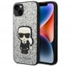 Karl Lagerfeld Glitter Flakes Ikonik Apple iPhone 14 Plus hátlap tok, ezüst