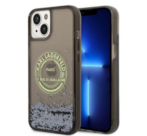 Karl Lagerfeld Liquid Glitter RSG Apple iPhone 14 Plus hátlap tok, fekete