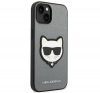 Karl Lagerfeld Saffiano Choupette Head Patch Apple iPhone 14 Plus hátlap tok, ezüst