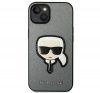 Karl Lagerfeld Saffiano Karl's Head Patch Apple iPhone 14 Plus hátlap tok, ezüst