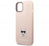 Karl Lagerfeld Silicone Choupette Body Apple iPhone 14 Plus hátlap tok, halvány rózsaszín