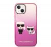 Karl Lagerfeld Gradient Ikonik Karl & Choupette Apple iPhone 14 Plus hátlap tok, rózsaszín