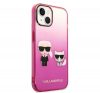 Karl Lagerfeld Gradient Ikonik Karl & Choupette Apple iPhone 14 Plus hátlap tok, rózsaszín