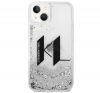 Karl Lagerfeld Liquid Glitter Big KL Apple iPhone 14 hátlap tok, ezüst