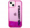 Karl Lagerfeld Liquid Glitter Elong Apple iPhone 14 hátlap tok, rózsaszín