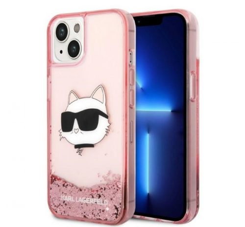 Karl Lagerfeld Glitter Choupette Head Apple iPhone 14 hátlap tok, rózsaszín