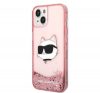 Karl Lagerfeld Glitter Choupette Head Apple iPhone 14 hátlap tok, rózsaszín