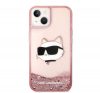 Karl Lagerfeld Glitter Choupette Head Apple iPhone 14 hátlap tok, rózsaszín