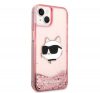 Karl Lagerfeld Glitter Choupette Head Apple iPhone 14 hátlap tok, rózsaszín