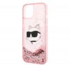 Karl Lagerfeld Glitter Choupette Head Apple iPhone 14 hátlap tok, rózsaszín