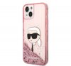 Karl Lagerfeld Glitter Karl Head Apple iPhone 14 hátlap tok, rózsaszín