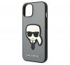 Karl Lagerfeld Saffiano Karl's Head Patch Apple iPhone 14 hátlap tok, ezüst