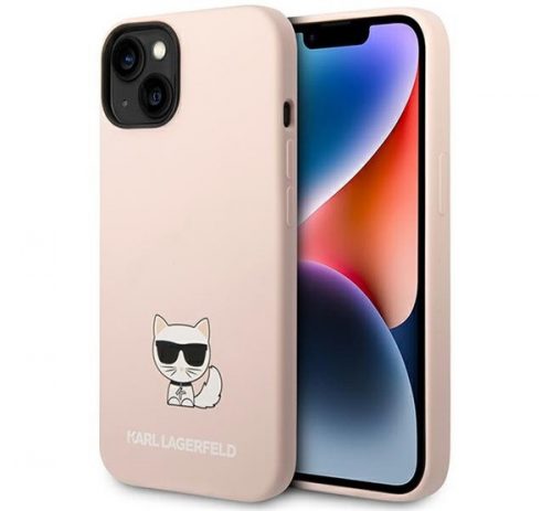 Karl Lagerfeld Silicone Choupette Body Apple iPhone 14 hátlap tok, halvány rózsaszín