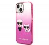 Karl Lagerfeld Gradient Ikonik Karl & Choupette Apple iPhone 14 hátlap tok, rózsaszín