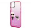 Karl Lagerfeld Gradient Ikonik Karl & Choupette Apple iPhone 14 hátlap tok, rózsaszín