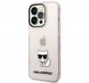 Karl Lagerfeld Transparent Choupette Body Apple iPhone 14 Pro Max hátlap tok, rózsaszín