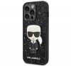 Karl Lagerfeld Glitter Flakes Ikonik Apple iPhone 14 Pro Max hátlap tok, fekete