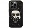 Karl Lagerfeld Glitter Flakes Ikonik Apple iPhone 14 Pro Max hátlap tok, fekete