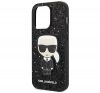 Karl Lagerfeld Glitter Flakes Ikonik Apple iPhone 14 Pro Max hátlap tok, fekete