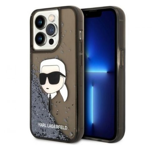 Karl Lagerfeld Glitter Karl Head Apple iPhone 14 Pro Max hátlap tok, fekete