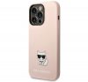 Karl Lagerfeld Silicone Choupette Body Apple iPhone 14 Pro Max hátlap tok, halvány rózsaszín