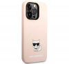 Karl Lagerfeld Silicone Choupette Body Apple iPhone 14 Pro Max hátlap tok, halvány rózsaszín