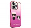 Karl Lagerfeld Gradient Ikonik Karl & Choupette Apple iPhone 14 Pro Max hátlap tok, rózsaszín