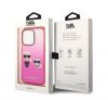 Karl Lagerfeld Gradient Ikonik Karl & Choupette Apple iPhone 14 Pro Max hátlap tok, rózsaszín