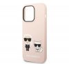 Karl Lagerfeld Silicone Karl & Choupette Apple iPhone 14 Pro Magsafe hátlap tok, halvány rózsaszín