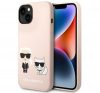 Karl Lagerfeld Silicone Karl & Choupette Apple iPhone 14 Plus hátlap tok, halvány rózsaszín