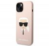 Karl Lagerfeld Silicone Karl's Head Apple iPhone 14 Magsafe hátlap tok, halvány rózsaszín