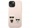 Karl Lagerfeld Silicone Karl & Choupette Apple iPhone 14 Magsafe hátlap tok, halvány rózsaszín