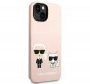 Karl Lagerfeld Silicone Karl & Choupette Apple iPhone 14 Magsafe hátlap tok, halvány rózsaszín