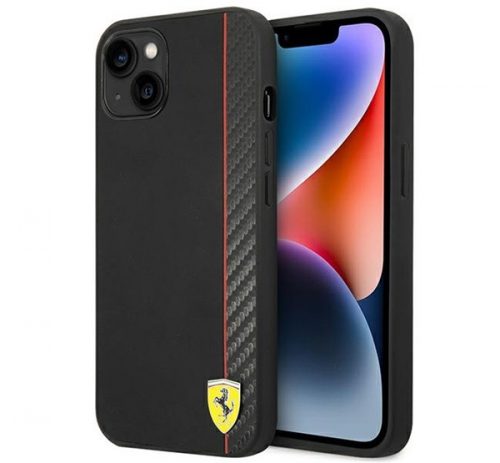 Ferrari Carbon Apple iPhone 14 Plus karbon hátlap tok, fekete