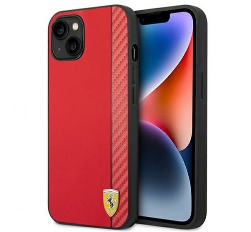 Ferrari Carbon Apple iPhone 14 Plus karbon hátlap tok, piros