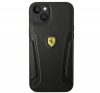 Ferrari Leather Stamp Sides Apple iPhone 14 hátlap tok, fekete