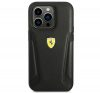 Ferrari Leather Stamp Sides Apple iPhone 14 Pro Max hátlap tok, fekete