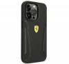 Ferrari Leather Stamp Sides Apple iPhone 14 Pro Max hátlap tok, fekete